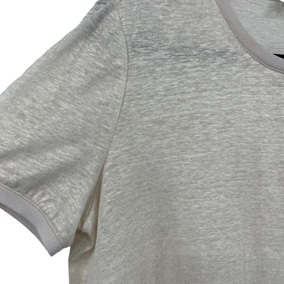 Per Se by Carlisle Short Sleeve Linen Silk Asymmetrical Metallic Top Women's 6 - Picture 4 of 7